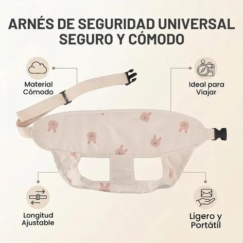 Vista 3 de Correa de seguridad para arnés de bebé, correa para silla alta para bebé, suave, cómoda, portátil, universal, cinturón de seguridad para exteriores