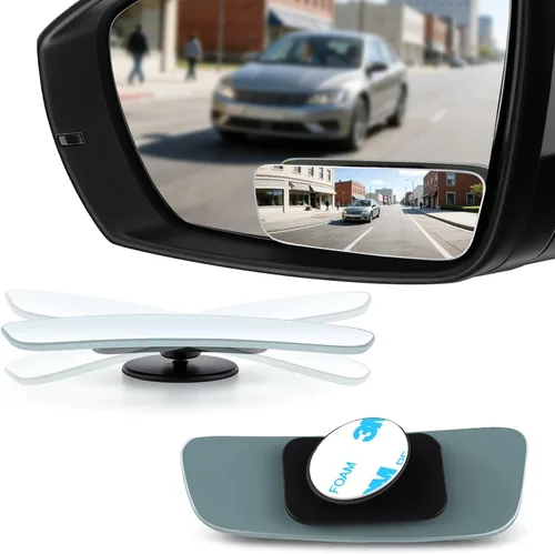 Vista 10 de LivTee Espejo de punto ciego para vehículo, con forma de ventilador asimétrico, vidrio HD sin marco, espejo retrovisor convexo con gran ángulo En
