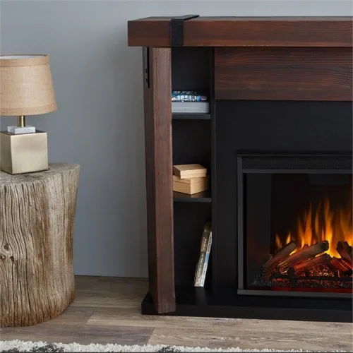 Vista 6 de Aspen - Chimenea eléctrica de 49 pulgadas en madera de castaño Real Flame