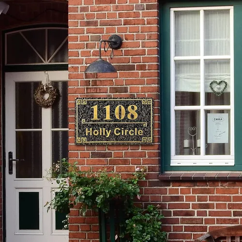 Vista 2 de Letrero de dirección fundido personalizado con número de casa, placa de dirección de casa de 12 pulgadas, letrero de número de Steet House