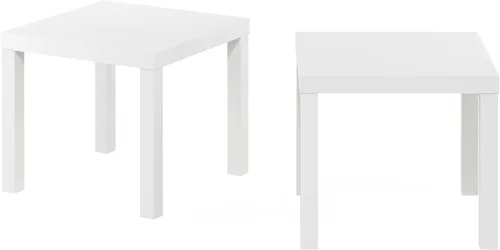 Vista 5 de Furinno Classic Homey - Mesa auxiliar cuadrada Parsons (2 unidades), color blanco