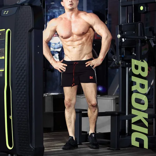 Vista 3 de BROKIG - Pantalones cortos para el gimnasio de 5 in para hombres, para correr, entrenamiento ligero, con cintura elástica y bolsillos