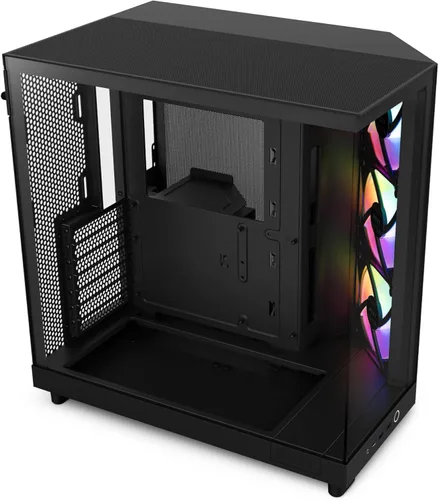 Vista 13 de NZXT H6 Flow CC-H61FB-01 Carcasa compacta de doble cámara de torre media con flujo de aire Paneles de vidrio panorámicos Paneles de flujo