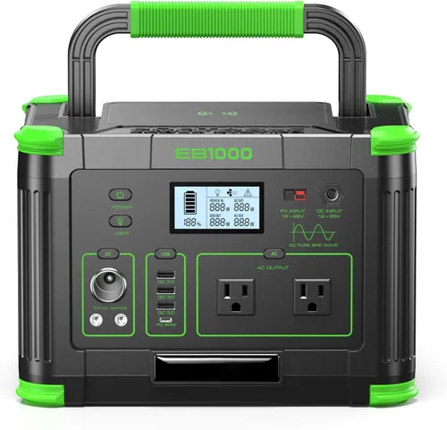Vista 9 de Estación de energía portátil de 500 W, 519.48 Wh/140400 mAh, generador solar, batería de litio de reserva, fuente de alimentación con 2 salidas