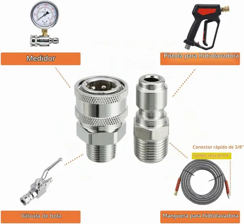 Vista 5 de RIDGE WASHER Juego de adaptadores para lavadora a presión, conexión rápida de 3/8 pulgadas