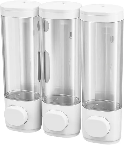 Vista 3 de Refillable Shower Dispenser 3 Chambers Wall Mounted Golden