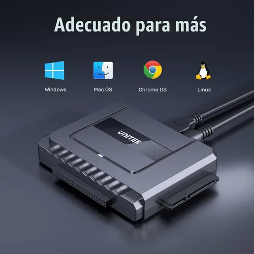 Vista 3 de Unitek Adaptador USB A/C IDE/SATA, doble unidad para HDD/SSD de 2.5/3.5", 5Gbps Simultaneous 1 IDE + 1 SATA Access; For 2.5/3.5" IDE/SATA Drives