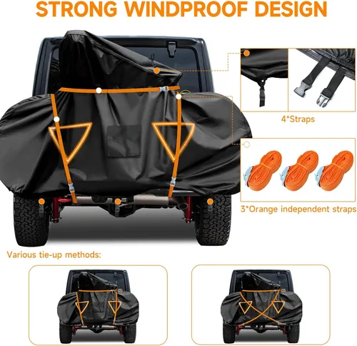 Vista 4 de NEVERLAND - Funda para bicicleta de transporte 2 600D impermeable con correas Heavy Duty Bike Rack Cover Fits 2 Bikes, 5-Layer Ripstop Oxford