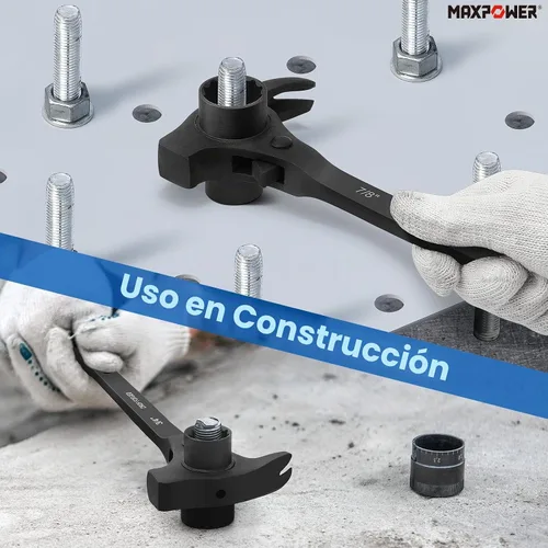 Vista 6 de MAXPOWER - Llave de andamio Spud de 3/4" x 7/8" Llave Podger de doble enchufe, funciones multifuncionales con barra de palanca de garra y cara