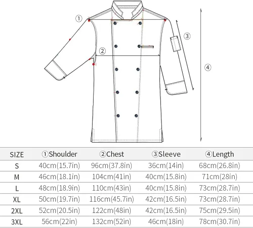 Vista 7 de BE THE CHEF Chaqueta de chef de manga tres cuartos con paneles de malla para restaurante, pub, cocina