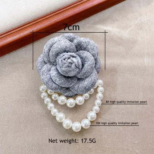 Vista 3 de Broches de lana con borlas de flores de camelia delicadas, broche clásico para bodas, fiestas, banquetes de baile para mujeres, delicados