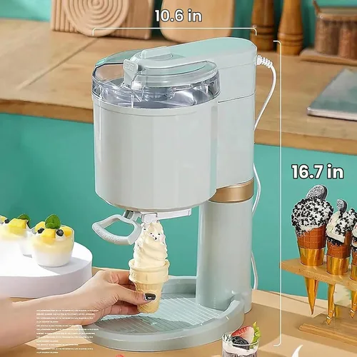 Vista 2 de Máquina para hacer helados – Mini máquina automática de servir suave para el hogar, máquina de postres de crema de frutas DIY, electrodoméstico