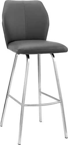 Vista 14 de Armen Living Taburete de cuero sintético gris Tandy y metal negro de 26 pulgadas