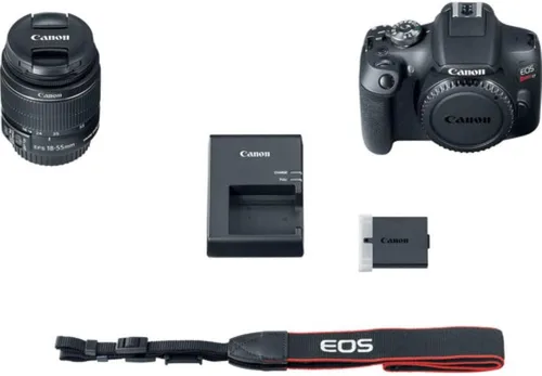 Vista 6 de Cámara DSLR Canon EOS Rebel T7 con lente de 18-55 mm incluida con tarjeta de memoria de 64 GB + bolsa para cámara + filtro UV de 58 mm + paño