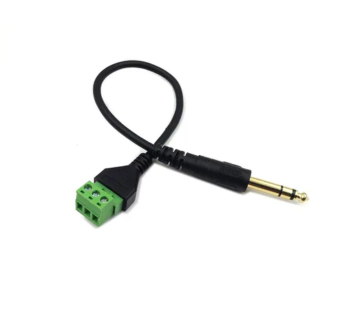 Vista 3 de Chapado en oro de 0.250 in 1/4 "estéreo TRS Audio Jack macho a 3 pines tornillo terminal hembra micrófono Balun convertidor sin soldadura Cable