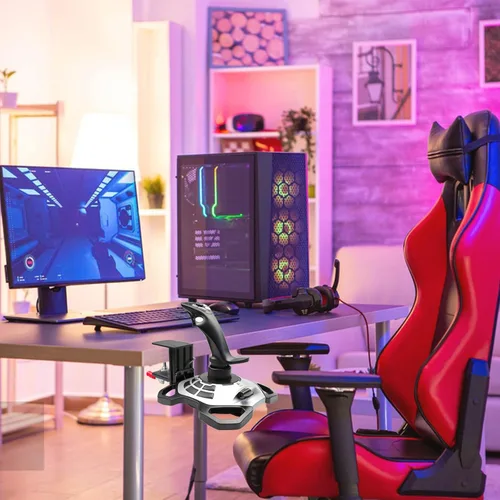 Vista 3 de HTLAKIKJ Desk Mount Holder for Flight Sim Joystick-Compatible with Logitech G Extreme 3D PRO Joystick for Windows, Adjustable Fit Any Desk, Stable