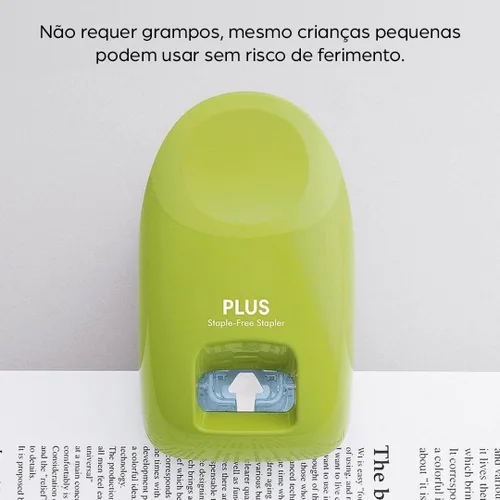 Vista 4 de Plus Japón, engrapadora sin grapas modelo de escritorio rosa, capacidad para 10 hojas, paquete de 1 pieza (1 x 1 grapadora)
