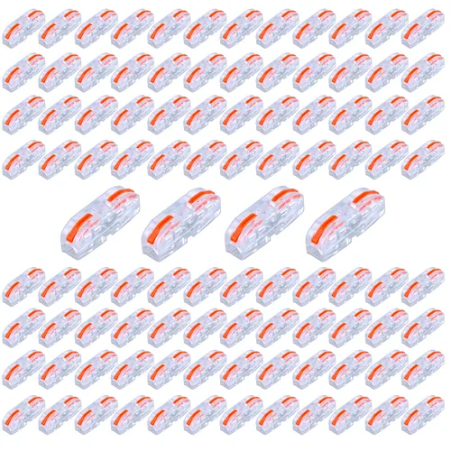 Vista 11 de Conectores de cable de empalme compacto de 1 conductor, Conectores de palanca para cableado 28-12 AWG (20 piezas naranja)