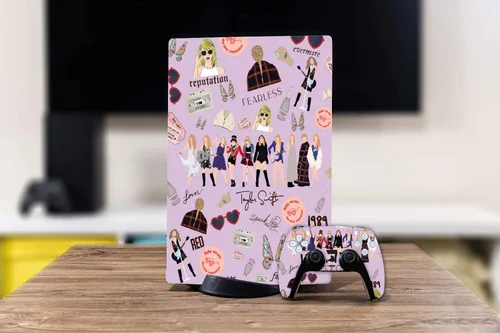 Vista 4 de Christmas P-S5Play-station Disc Edition - Protectores de piel para consolas y controladores duraderos sin burbujas, accesorios para P-S5