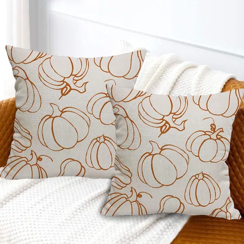 Vista 6 de Fundas de almohada de calabaza de otoño, color naranja, para Calabaza Naranja 1