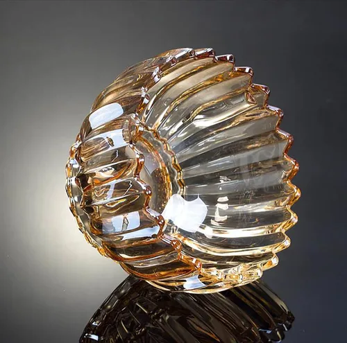 Vista 6 de Plato de caramelos de cristal con cubierta, cuenco de caramelos de cristal, plato de frutas, cuenco decorativo (ámbar)
