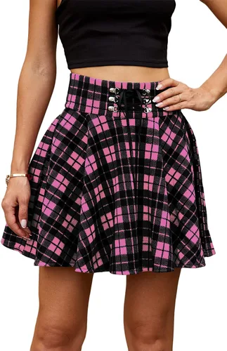 Vista 4 de BRUBOBO - Falda corta a cuadros, de estilo gótico o de colegiala, ideal para disfraz o cosplay para mujer