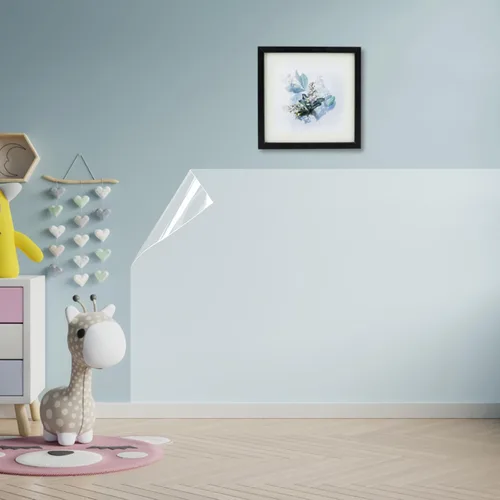Vista 3 de Juego de 2 películas protectoras electrostáticas de pared con cortador de película, protector de pared transparente extraíble, película protectora