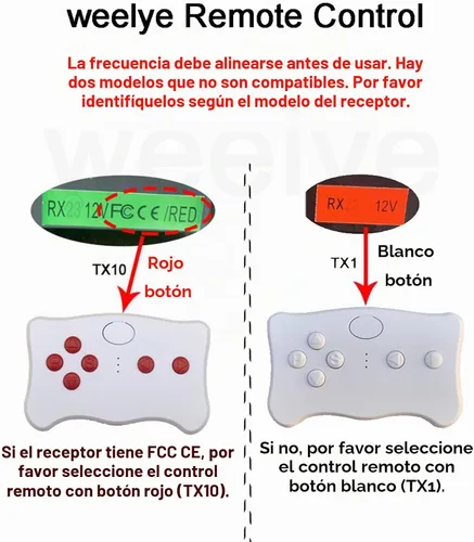 Vista 2 de weelye (TX10) botón rojo 2.4G Bluetooth control remoto, no universal, para niños, coche eléctrico solo con marca weelye FCC CE Label Original