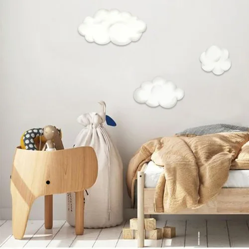 Vista 4 de Juego de calcomanías de pared de nubes de acuarela, calcomanías para guardería, habitación de bebé, sala de juegos, dormitorio, calcomanías de papel