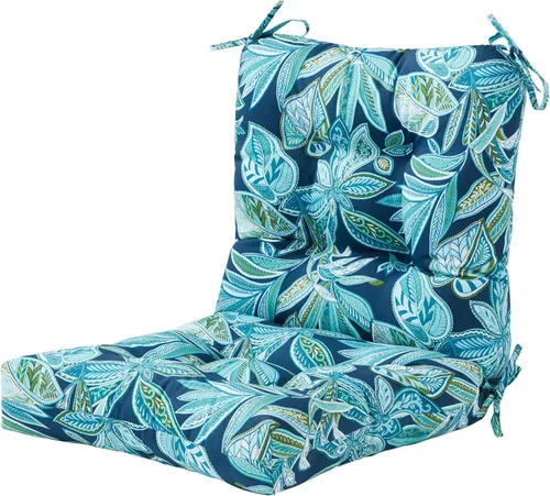 Vista 76 de Cojines para silla de exterior con bisagras, diseño de una sola pieza, cojín reversible para asiento y respaldo de patio con lazos, tela de Aloha