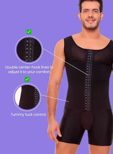 Vista 4 de Fajitex Prendas de compresión Fajas Colombianas para hombre, body moldeador de camisa para hombre, faja moldeadora para liposucción