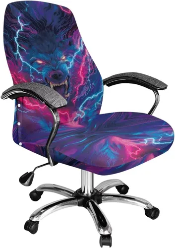 Vista 23 de Funda para silla de oficina de mármol morado, lavable, funda para silla de escritorio, fundas para silla de computadora para silla giratoria, silla