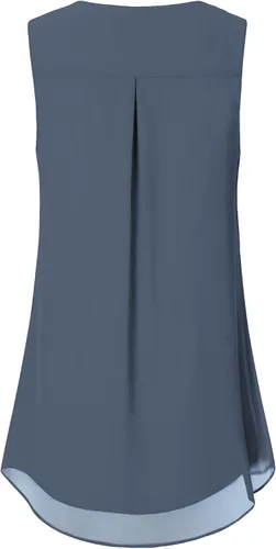 Vista 18 de Timeson - Camiseta de gasa sin mangas, blusa tipo túnica informal de doble capa para mujer