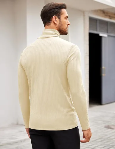 Vista 3 de COOFANDY Suéter de cuello alto para hombre