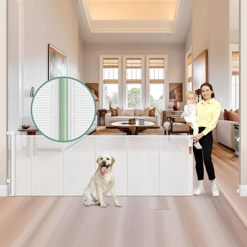 Vista 16 de Puertas retráctiles reforzadas de 33 pulgadas de alto x 55 pulgadas de ancho para puertas, paquete de 2, color negro