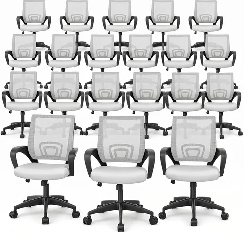 Vista 25 de Magshion Silla ergonómica de escritorio de oficina, silla de computadora de malla con respaldo medio, silla giratoria con respaldo transpirable