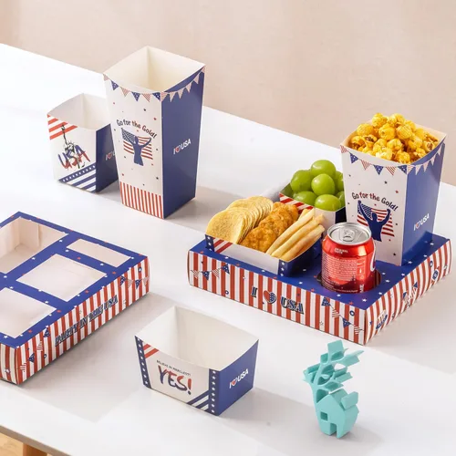 Vista 12 de Baffect Bandejas de aperitivos de noche de película 100 piezas Incluyen 20 bandejas de noche de película, 20 cajas de palomitas de maíz, 20