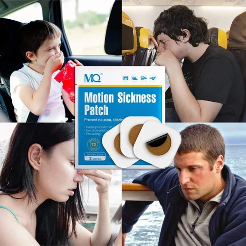 Vista 5 de MQ 14 parches para mareo por movimiento, sin somnolencia, para artículos esenciales de viaje en crucero, parches impermeables para enfermedades