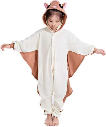 Vista 9 de CANASOUR – Pijama de poliéster para disfraz de Halloween para niños Ardilla Voladora Gris