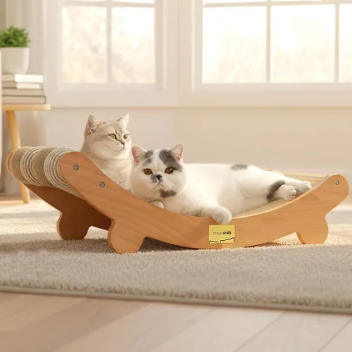 Vista 8 de CHEERPALS Cama rascador de sisal para gatos con bolas de madera para gatos