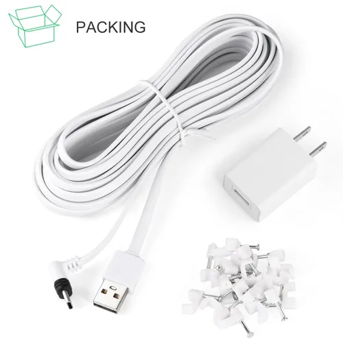 Vista 7 de Cable de alimentación de 25 pies compatible con cámara de seguridad Arlo Essential 2K para exteriores (2ª generación), cable de carga plano, cable