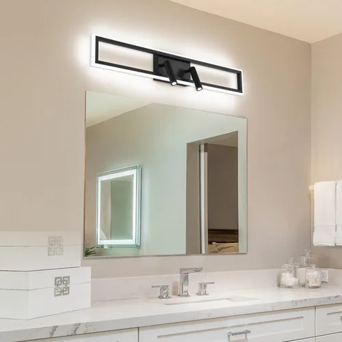 Vista 3 de SOLFART Luces de tocador para baño, 32 pulgadas, regulables, color negro mate, luces LED para baño, luz de pared de 3
