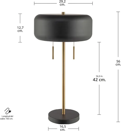 Vista 6 de Lámpara de mesa de 2 luces GLOBE Electric x Novogratz 67347, 55.9 cm, gris oscuro metálico, interruptor de cadena doble, iluminación moderna