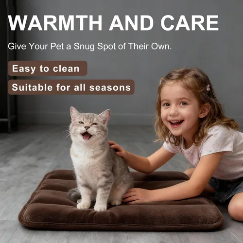 Vista 6 de Tapete de cama para perro, almohadilla reversible para jaula de perro con alfombrilla lavable y espuma suave, cama plana para mascotas para perros