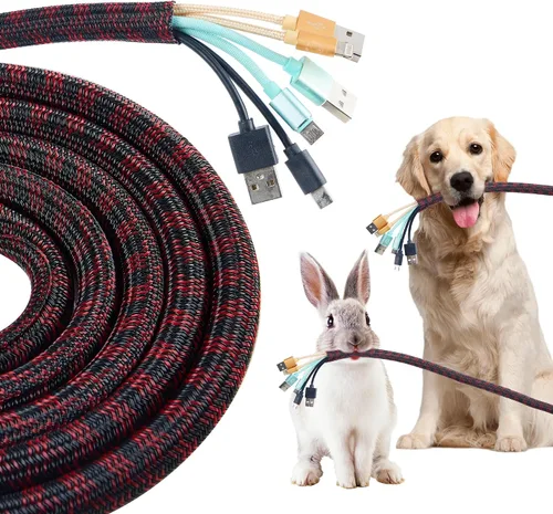 Vista 10 de Funda para Cables de 1/2" x 3.05m Negra/Blanca - Protege los Cables de las Mascotas y Organiza los Alambres - Estilo Moderno - Material de Poliéster
