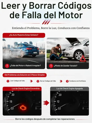 Vista 3 de Escáner OBD2 universal mejorado, lector de códigos de motor - Más de 45000 códigos de falla, datos en vivo, preparación I/M, verificación de voltaje