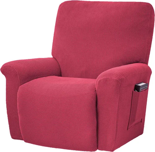 Vista 9 de CONRUSER Fundas elásticas para sillas reclinables, funda suave de 4 piezas, funda gruesa para sofá individual, funda de jacquard con bolsillo