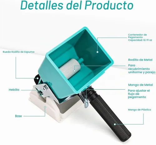 Vista 2 de Rodillo aplicador de pegamento portátil, esparcidor de pegamento para carpintería, aplicador ajustable para trabajo de madera, revestimiento