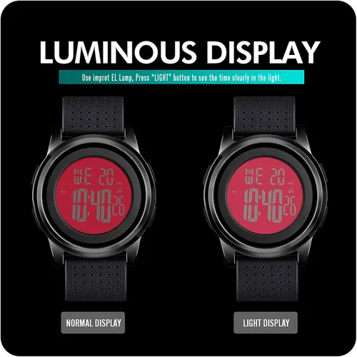 Vista 4 de YUINK Mens Watch Ultra-Thin Digital Sports Watch Waterproof Stainless Steel Fashion Wrist Watch for Men Women