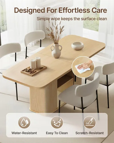 Vista 5 de SUNCOZE Mesas de comedor Mid-Centur para mesa de comedor rectangular de 4/6/8, 70.9 pulgadas con mesa grande y puertas correderas de tambor, mesa